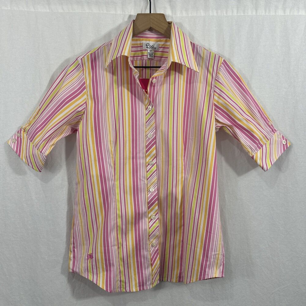 Lilly Pulitzer Womens Size 6P Janell Maritime Striped Button Top Vintage Beach